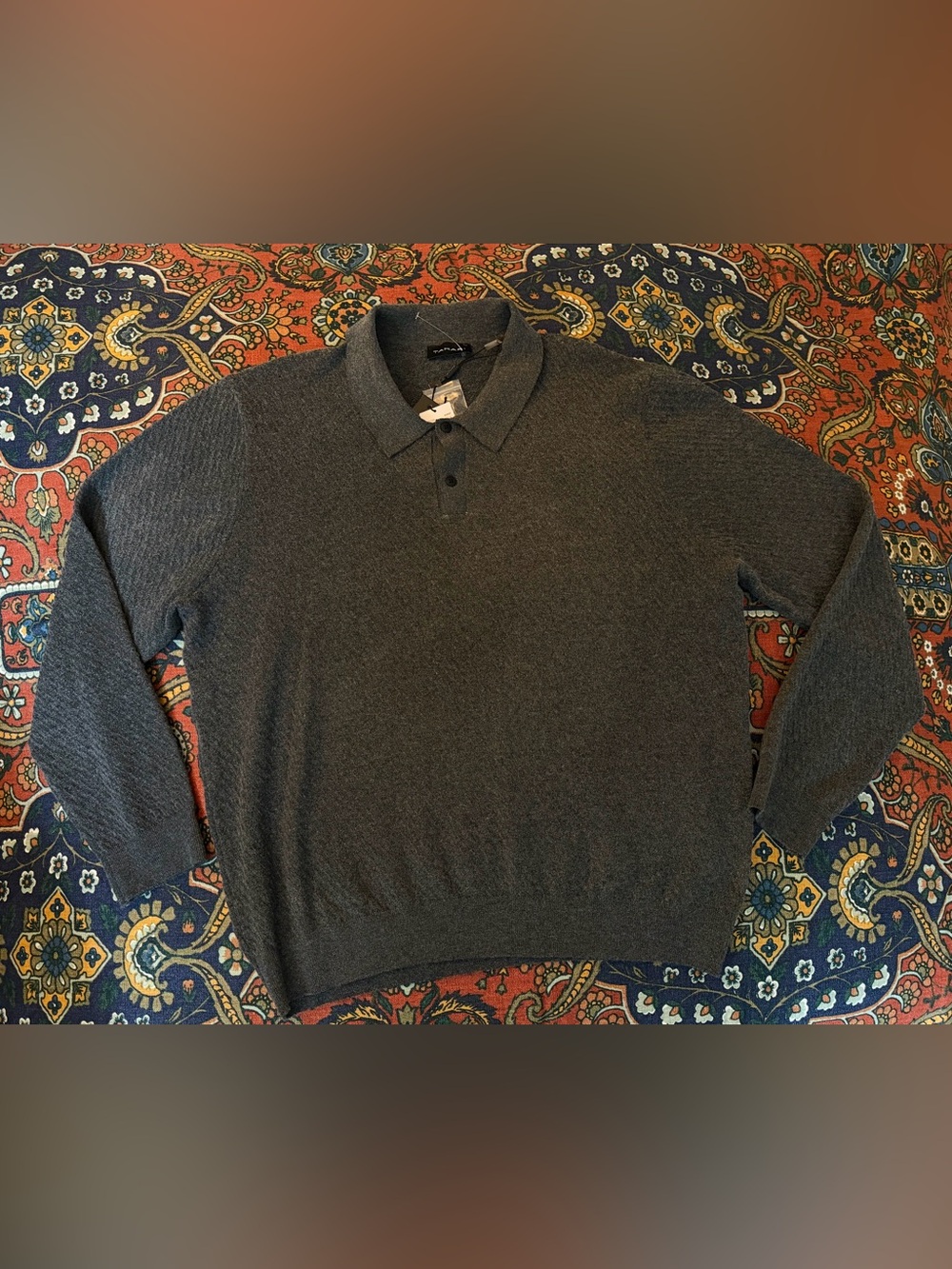Tahari Dark Gray Polo Collar Men's Sweater